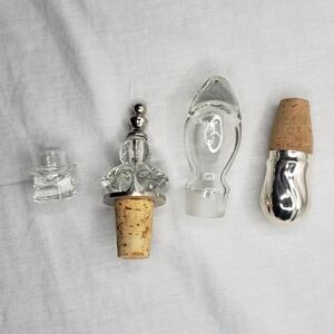 Bundle of Vintage Glass and Silver Metal Bottle Stoppers